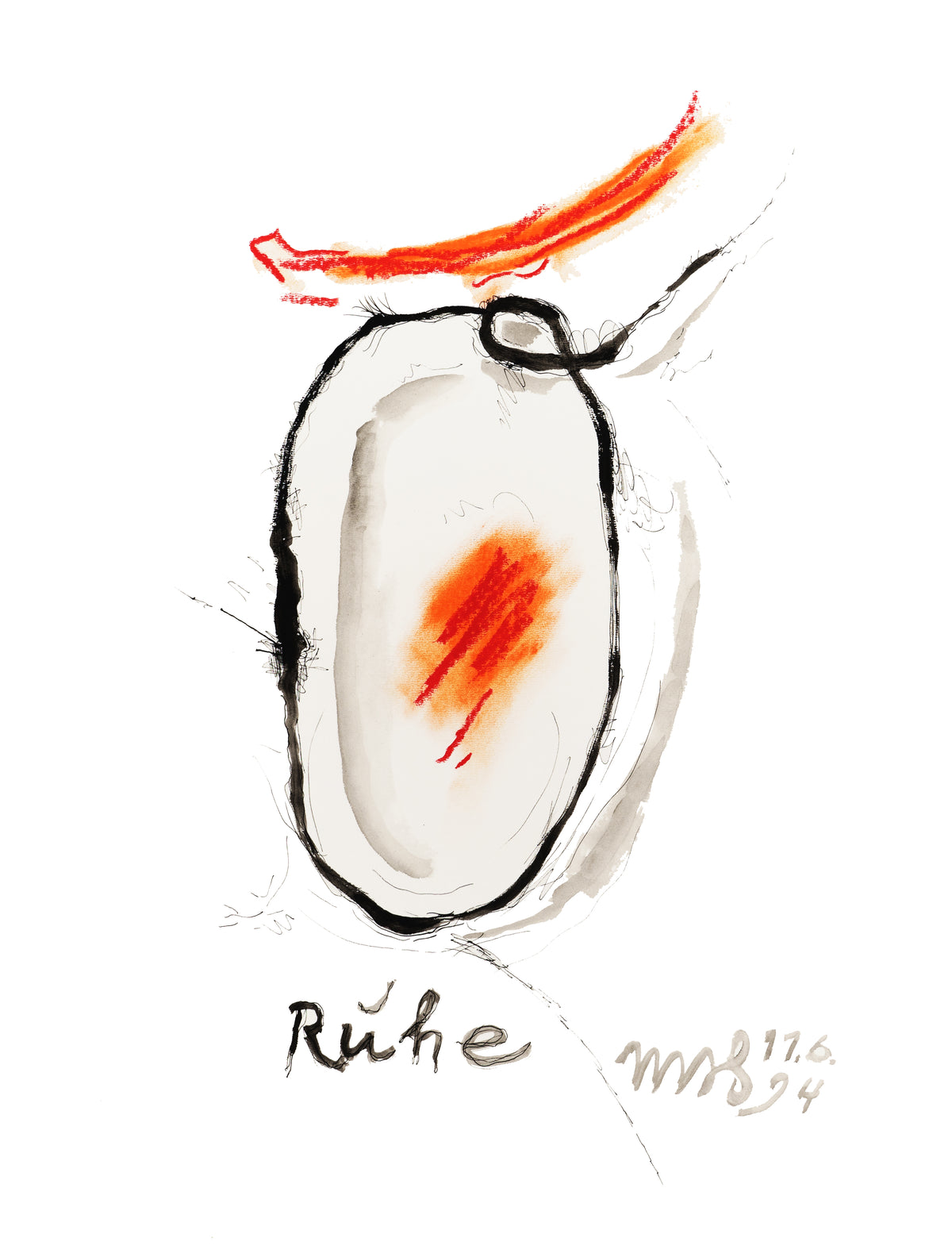 Ruhe (Silence) - Art Print from original drawing by Mathias Jakob Seib, Chalk, Ink, Paper, 40 x 52 cm 